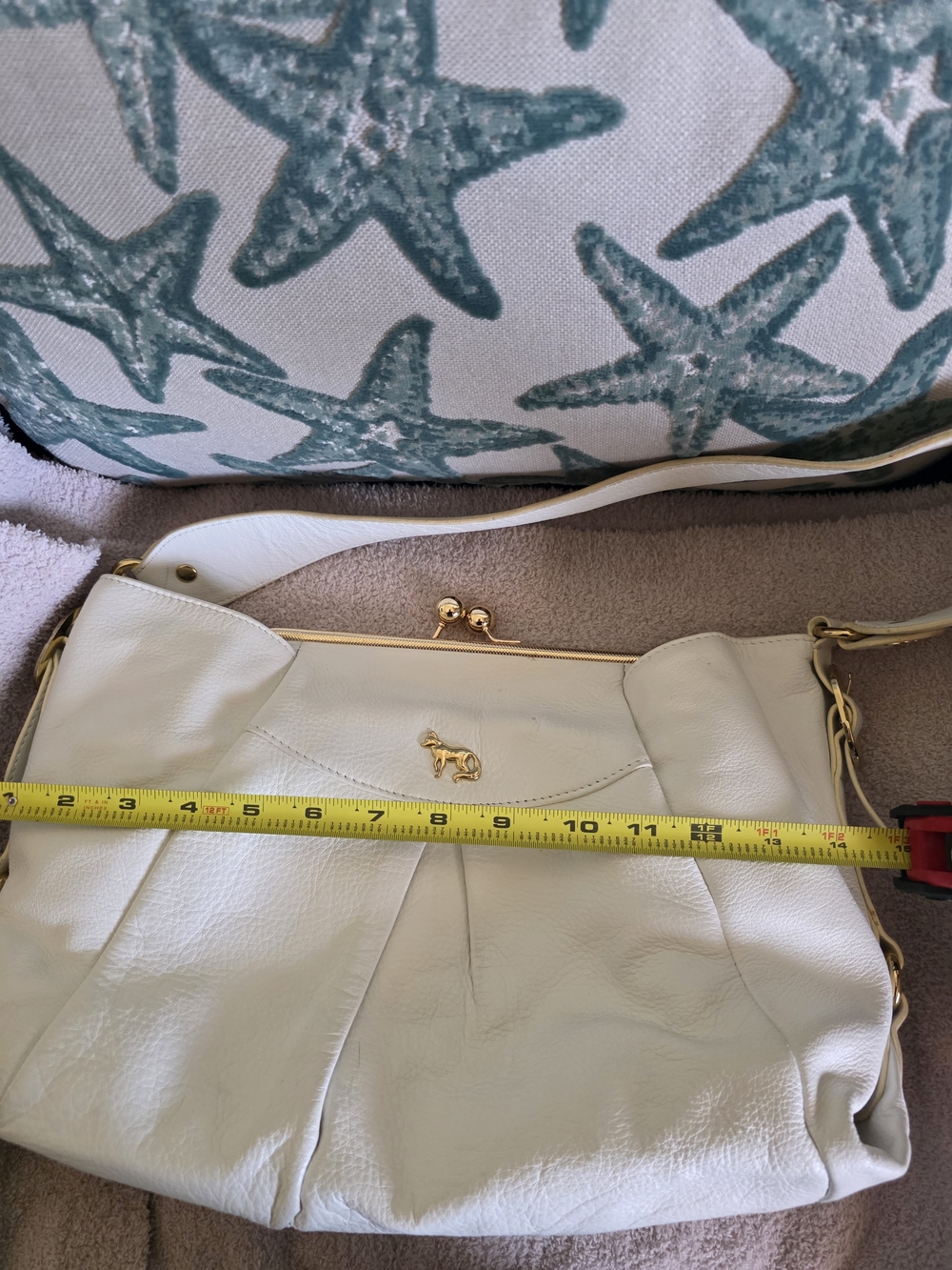 Emma Fox White Leather Shoulder Bag with Gold Hardware - Picture 10 of 10